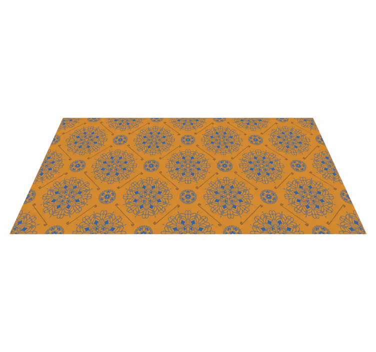 Alfombra vinílica mandala elegante estilo naranja - TenVinilo