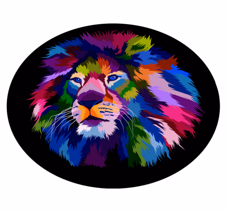 Aflombra vinílica animales cabeza de león colorida - TenVinilo