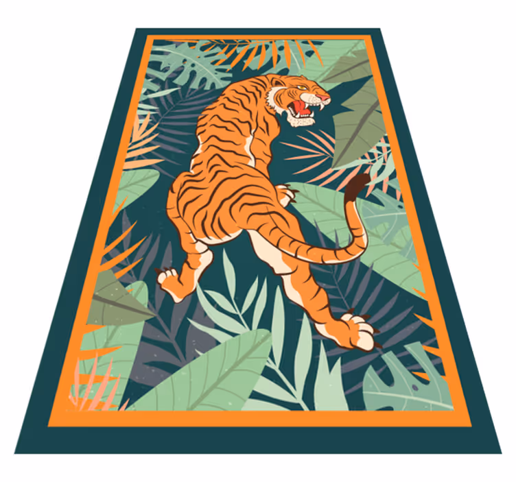 Aflombra vinílica animales ilustración de un tigre feroz - TenVinilo