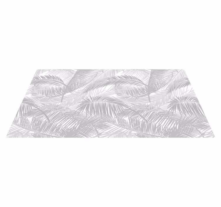Alfombra vinilo dormitorio hojas grises tropicales - TenVinilo
