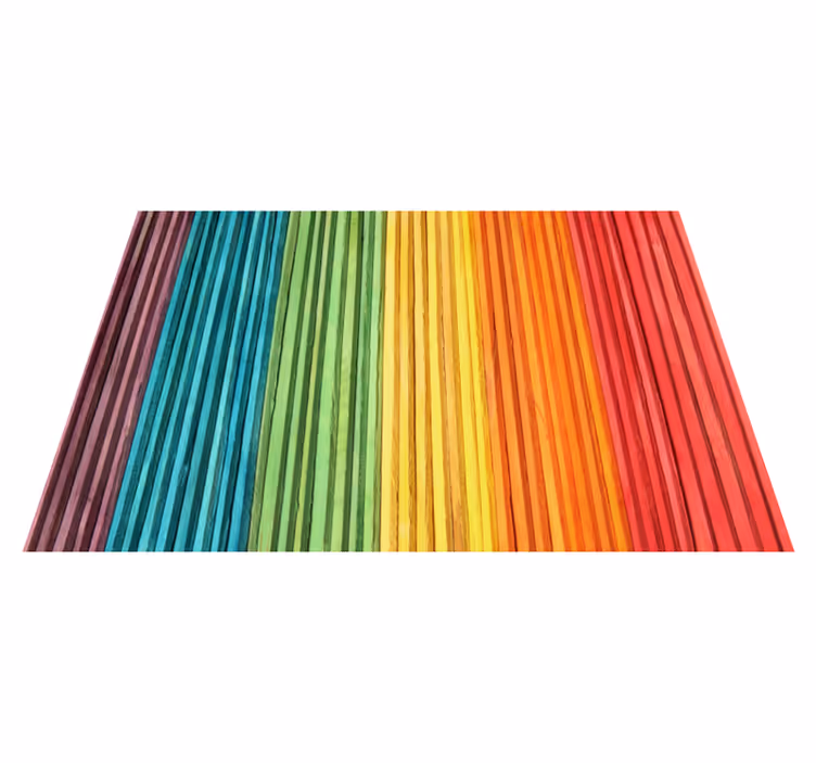 Alfombra vinílica imitación madera capas de rayas arcoíris - TenVinilo