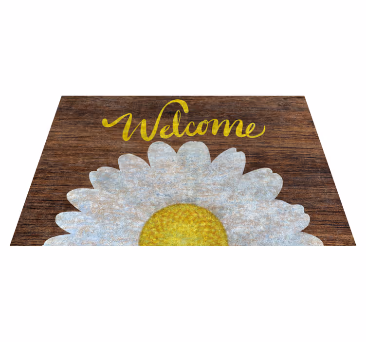 Alfombra vinílica recibidor mensaje de bienvenida daisy - TenVinilo