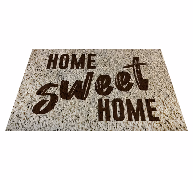 Alfombra vinílica con frase hogar dulce hogar esponjoso - TenVinilo