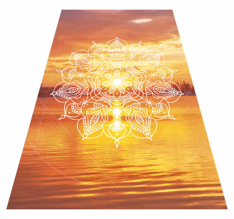 Alfombra vinílica mandala diseño naranja brillante - TenVinilo