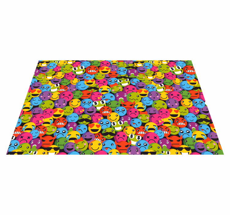 Alfombra vinílica juvenil expresiones emoji coloridas - TenVinilo