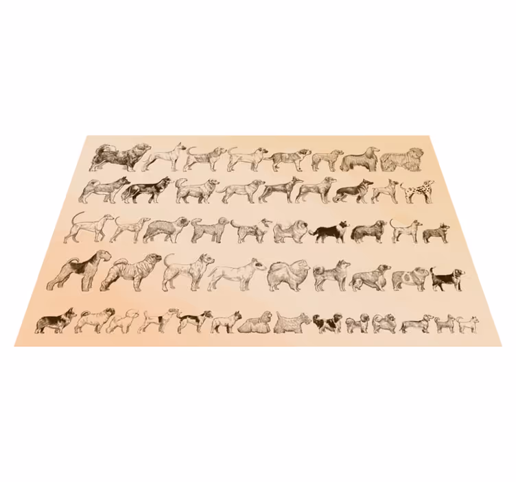 Aflombra vinílica animales ilustraciones de perros beige - TenVinilo