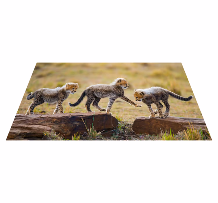 Aflombra vinílica animales aventura de cachorros guepardo - TenVinilo