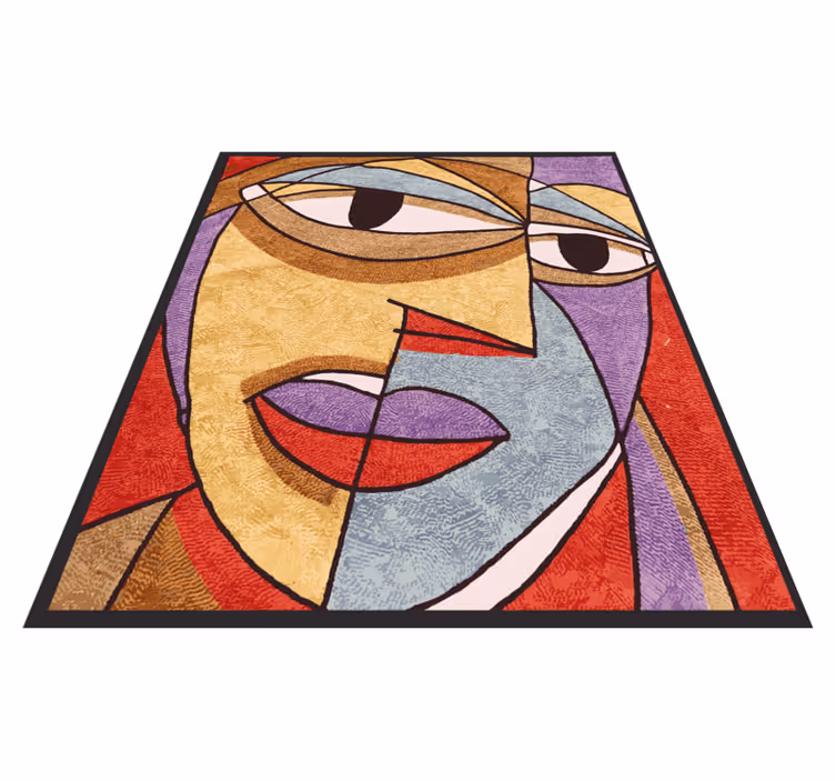 Alfombra vinílica moderna retrato abstracto colorido - TenVinilo