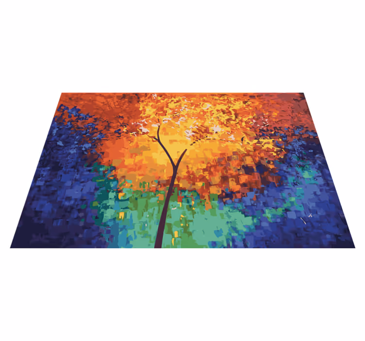 Alfombras vinílicas modernas árbol colorido del arte moderno - TenVinilo