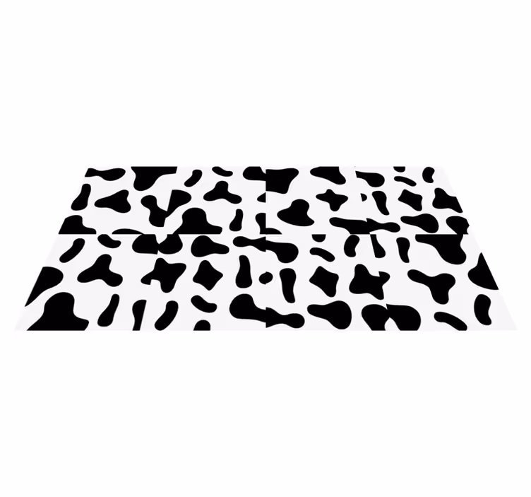 Alfombra vinílica animal print vaca blanca y negra - TenVinilo