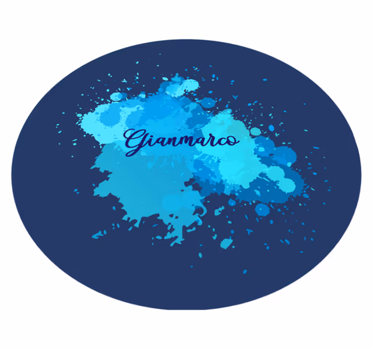 Alfombra vinílica juvenil salpicado de azul con nombre - TenVinilo