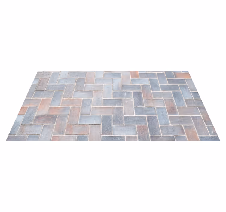 Alfombra vinílica baño patrón de tejido de canasta de piedra - TenVinilo