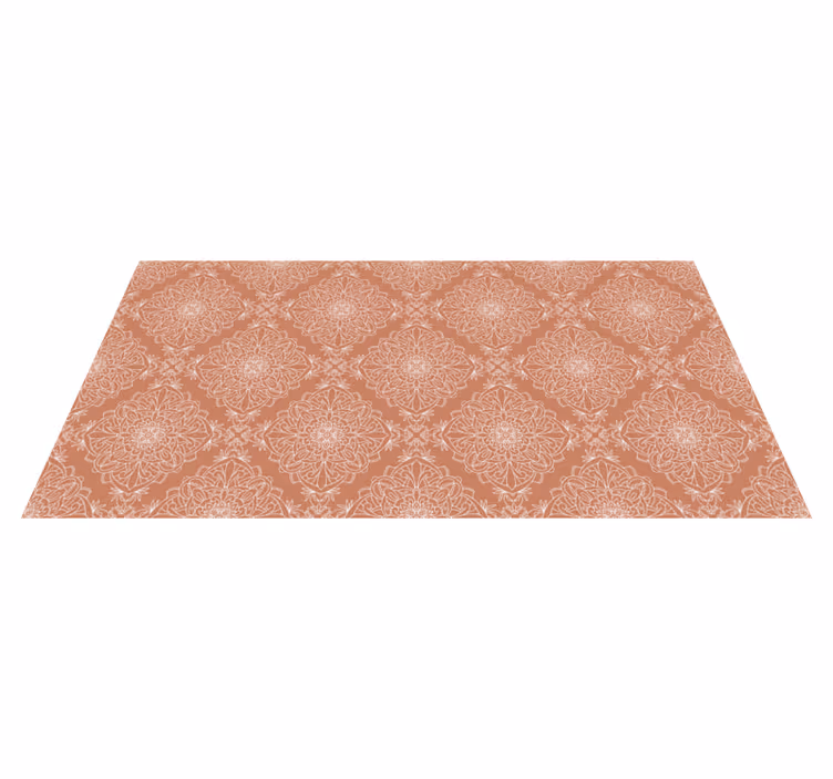 Alfombra vinílica mandala motivo de mosaico naranja - TenVinilo