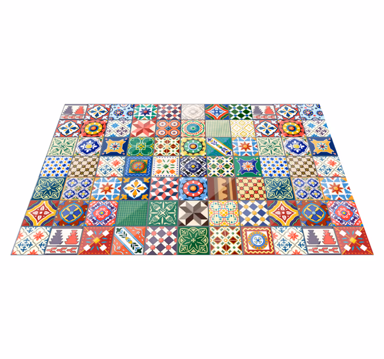 Alfombras vinílica azulejos mexicanos verdes - TenVinilo