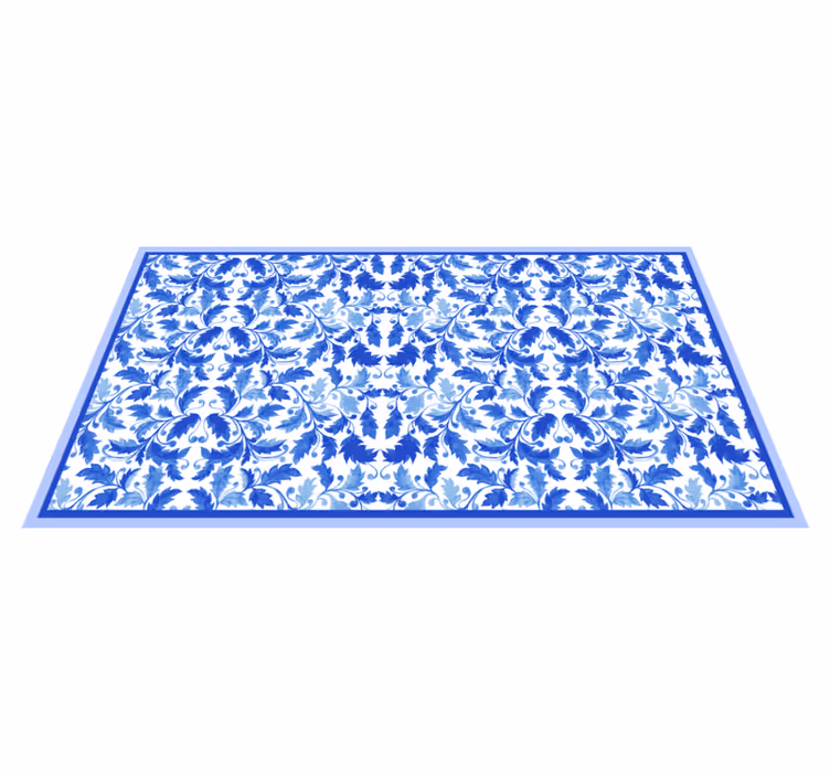Alfombra vinílica imitación patrones florales azules - TenVinilo