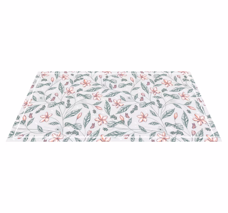 Alfombra vinílica flores patrón de vegetación floral - TenVinilo