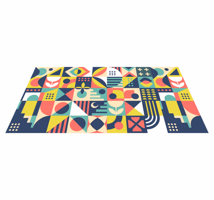Alfombra vinílica vintage de mosaico geométrico - TenVinilo