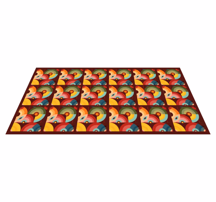 Alfombra vinílica vintage formas circulares coloridas retro - TenVinilo