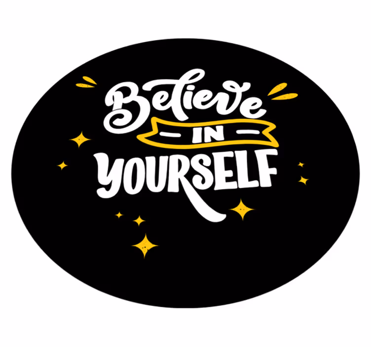 Alfombra vinílica con frase cree en ti mismo diseño negro - TenVinilo