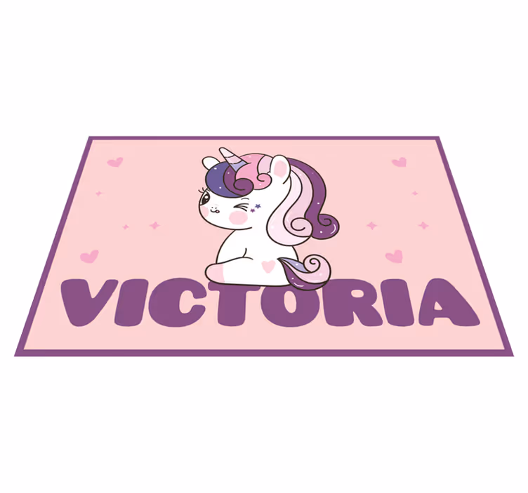 Alfombra vinílica personalizable tema de unicornio lindo - TenVinilo