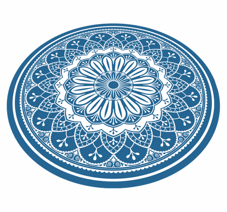 Alfombra vinílica mandala azul elegante - TenVinilo