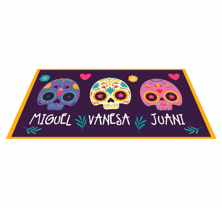 Alfombra vinílica con nombre Calaveras mexicanas - TenVinilo
