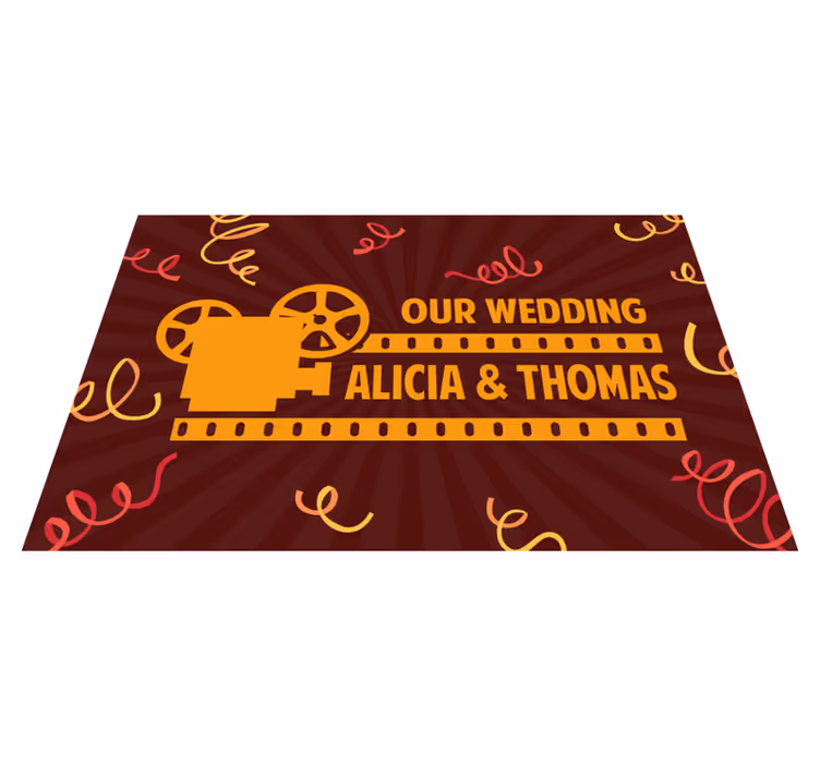 Alfombra vinílica con nombre Boda de hollywood - TenVinilo