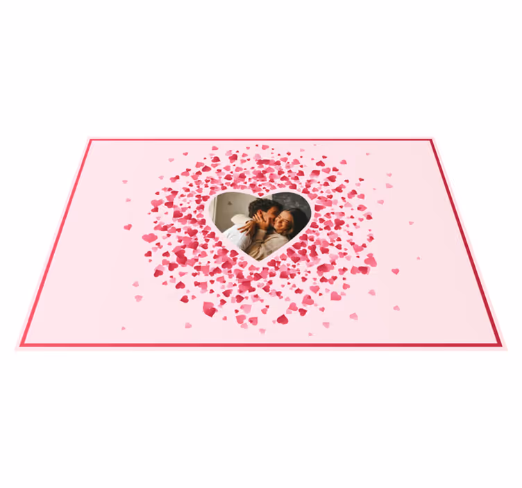 Alfombra vinílica dormitorio forma de corazón con foto - TenVinilo