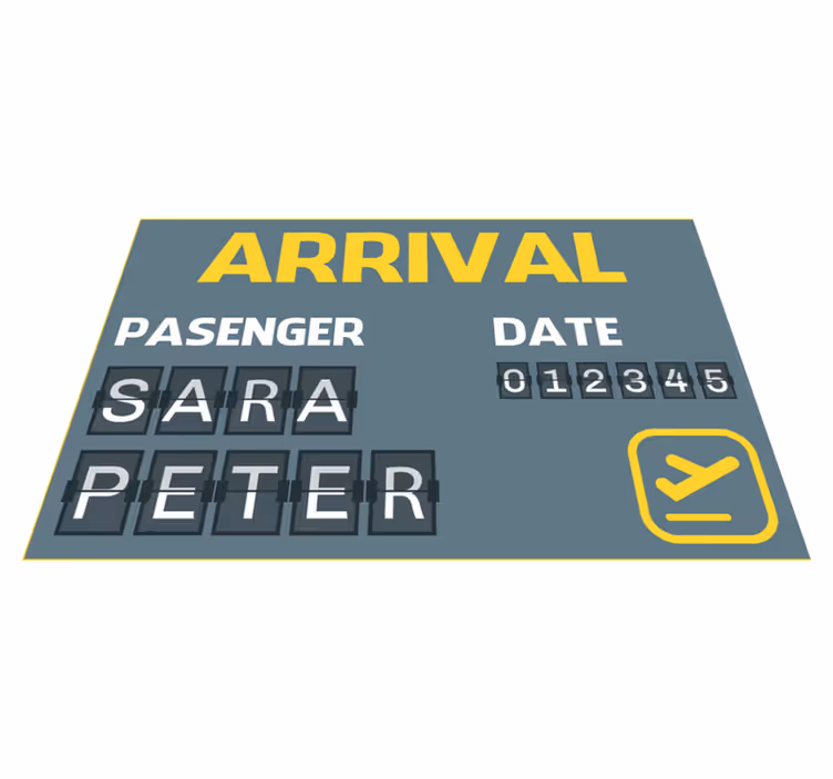 Alfombra vinílica personalizable billete de avión de llegada - TenVinilo