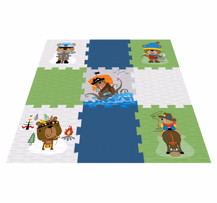 Alfombra vinílica infantil linda aventura del oso - TenVinilo