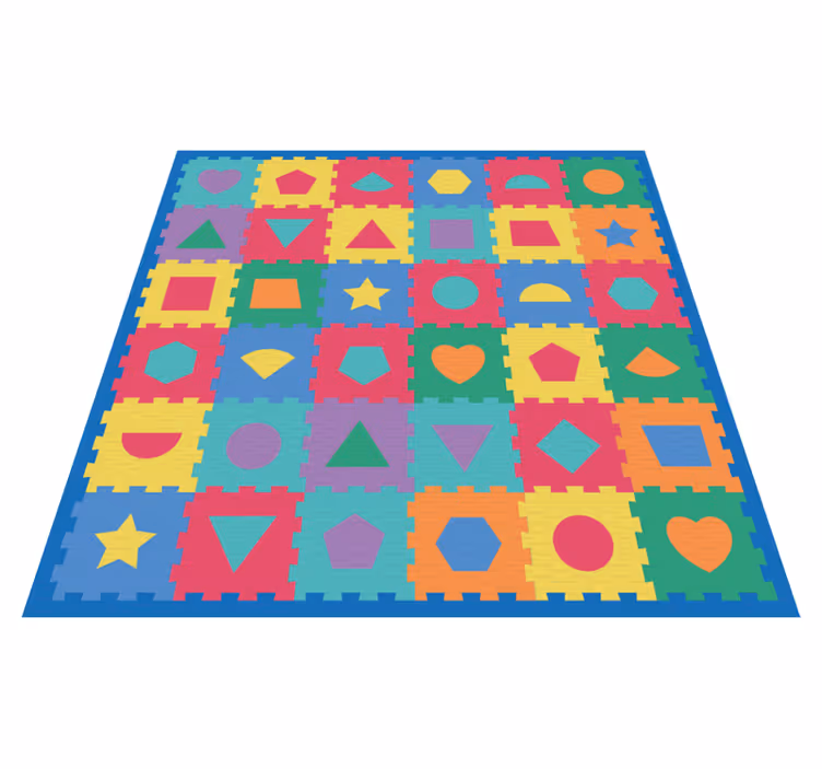 Alfombra vinílica bebé imitación de rompecabezas de colores - TenVinilo