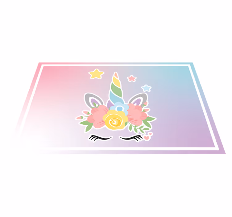Alfombra vinílica bebé Unicornio con flores - TenVinilo