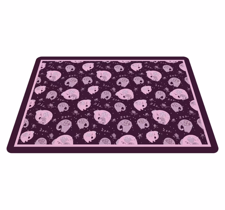 Alfombra vinílica bebé Noche de elefantes rosados - TenVinilo