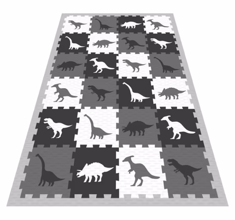 Alfombra vinílica infantil motivo de dinosaurio gris - TenVinilo