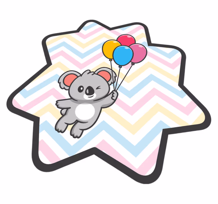 Alfombra vinílica infantil globo de koala juguetón - TenVinilo