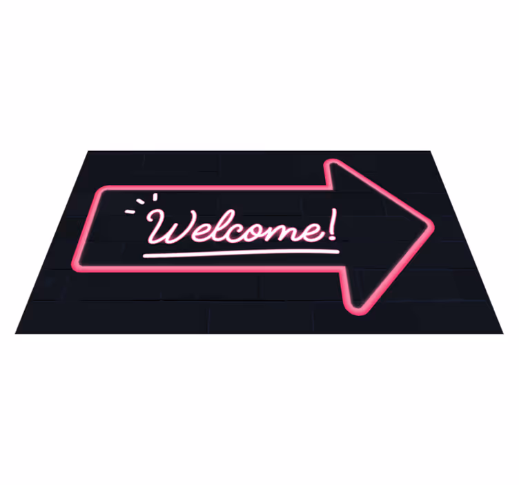 Alfombra vinílica recibidor bienvenido flecha rosa - TenVinilo