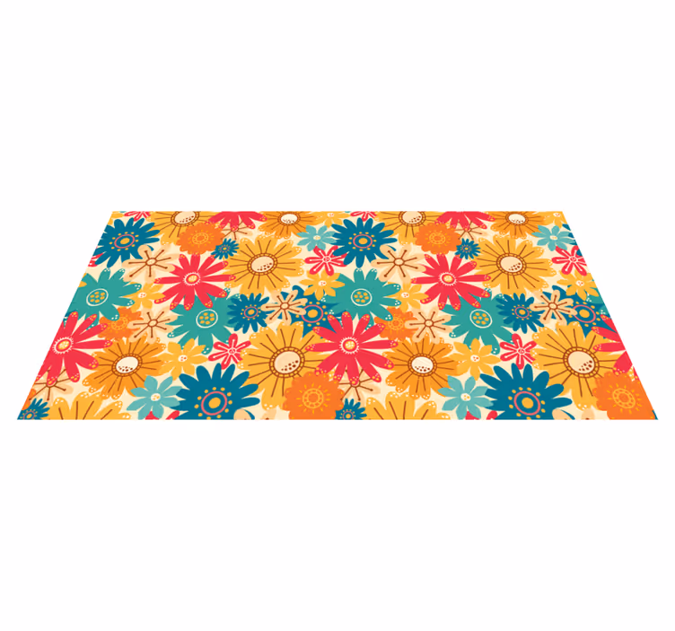 Alfombra vinílica flores diseño de flores coloridas - TenVinilo