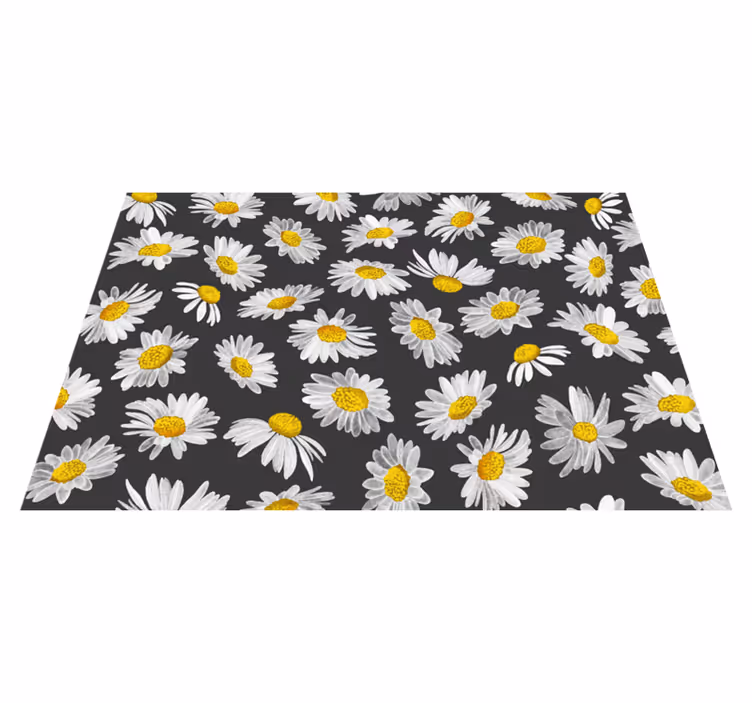 Alfombra vinilo cocina Flor de margarita negro - TenVinilo