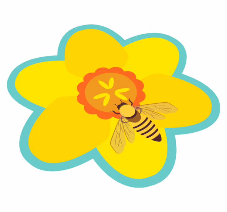 Alfombra de vinilo infantil Flor amarilla con abeja - TenVinilo