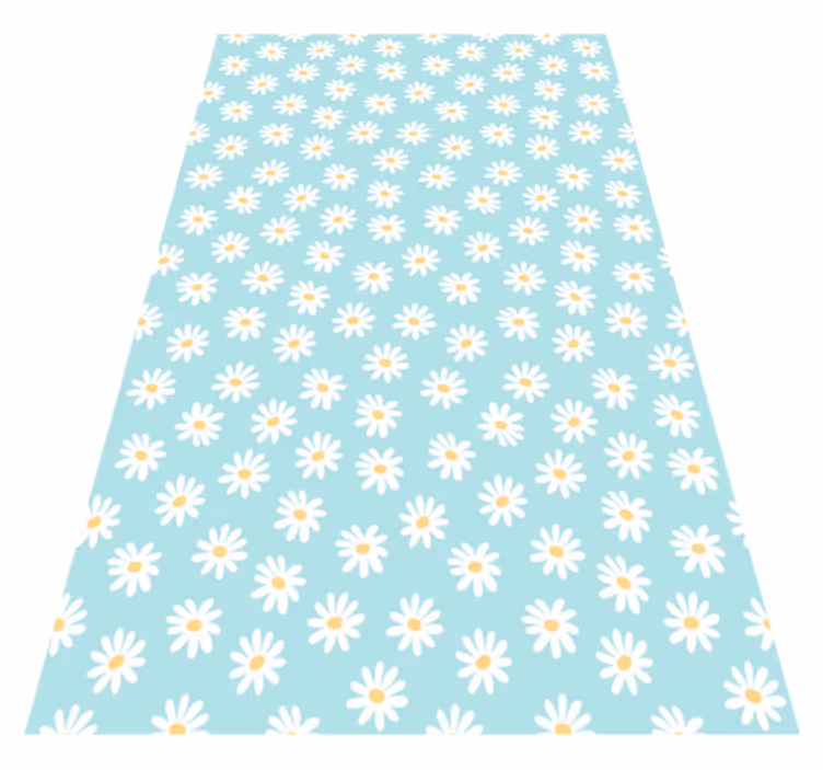 Alfombra vinílica flores motivo de margarita azul - TenVinilo