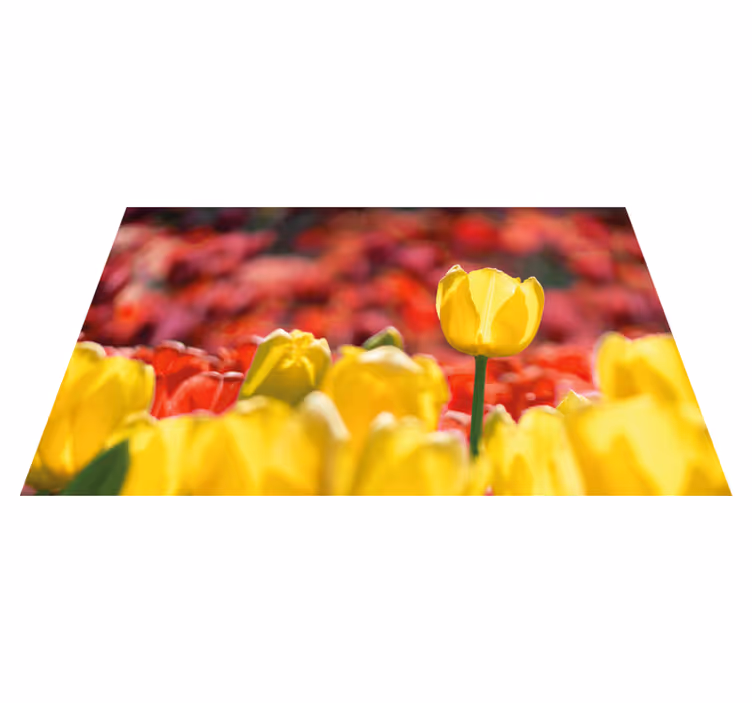 Alfombra vinílica flores tulipanes amarillos en flor - TenVinilo