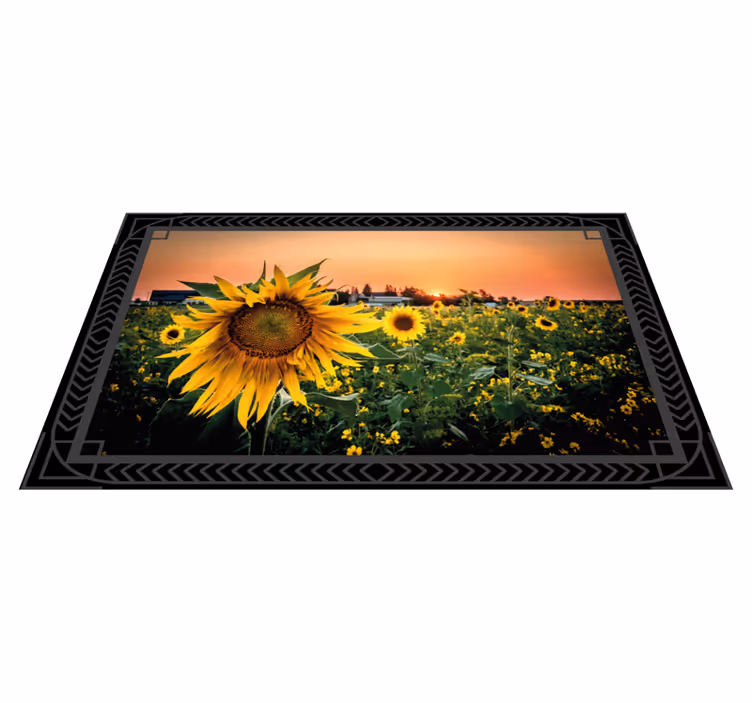Alfombra vinilo pasillo Campo de girasol cerrar flor - TenVinilo