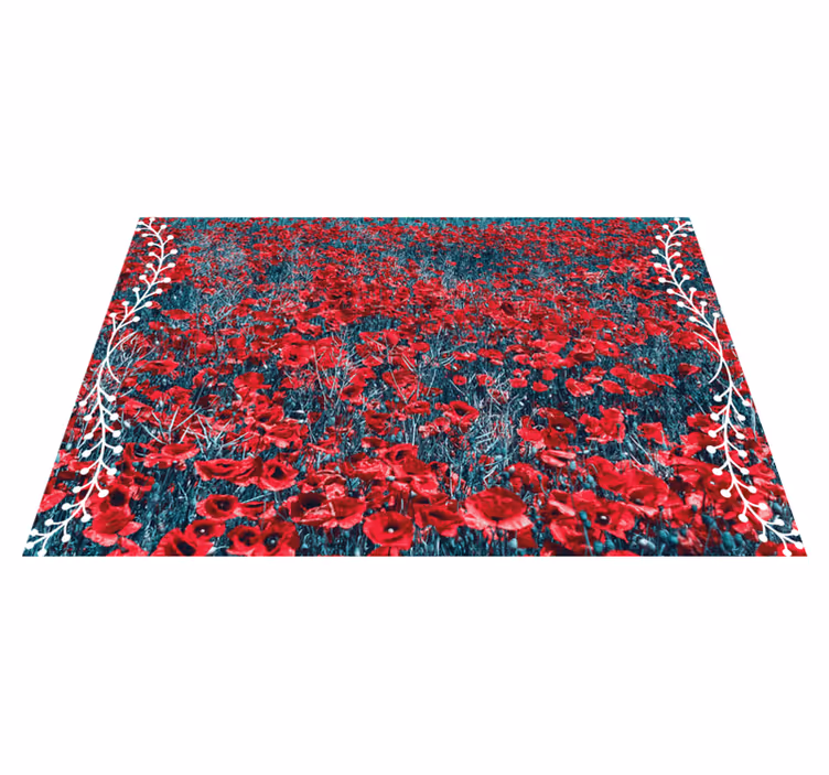 Alfombra vinílica flores campo de amapolas vibrante - TenVinilo