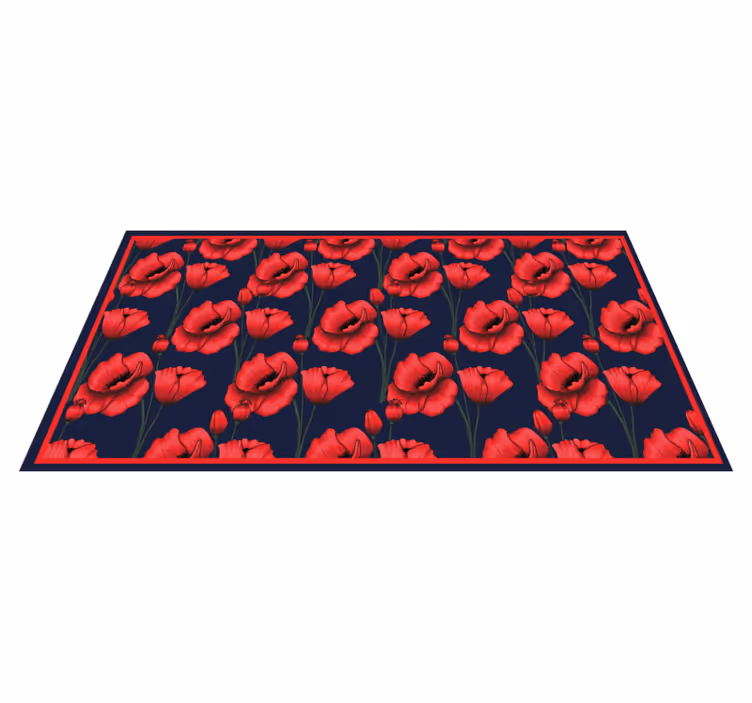 Alfombra vinílica flores arreglo de amapolas rojas - TenVinilo