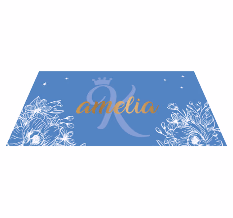 Alfombra vinílica juvenil nombre floral e inicial - TenVinilo