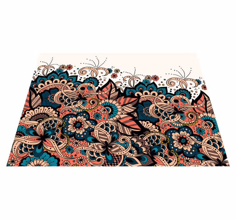 Alfombra vinílica mandala elementos florales vivos - TenVinilo