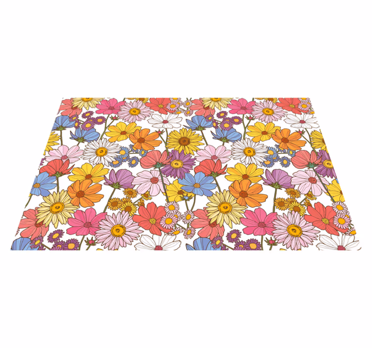 Alfombra vinílica flores vibrante exhibición floral - TenVinilo