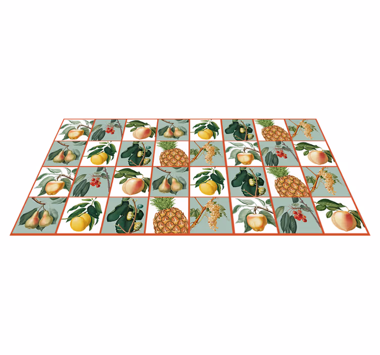 Alfombra vinílica cocina patrón de mosaico de frutas - TenVinilo