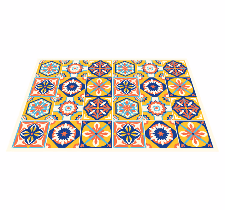 Alfombra vinílica hidráulica patrón de mosaico colorido - TenVinilo