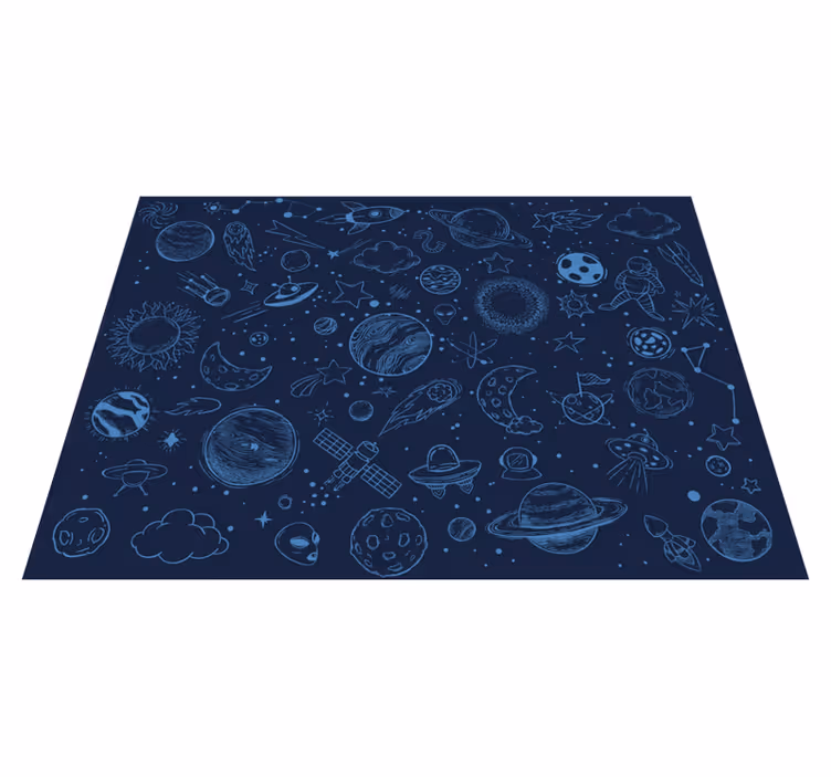 Alfombra vinílica estrellas aventura cósmica azul - TenVinilo
